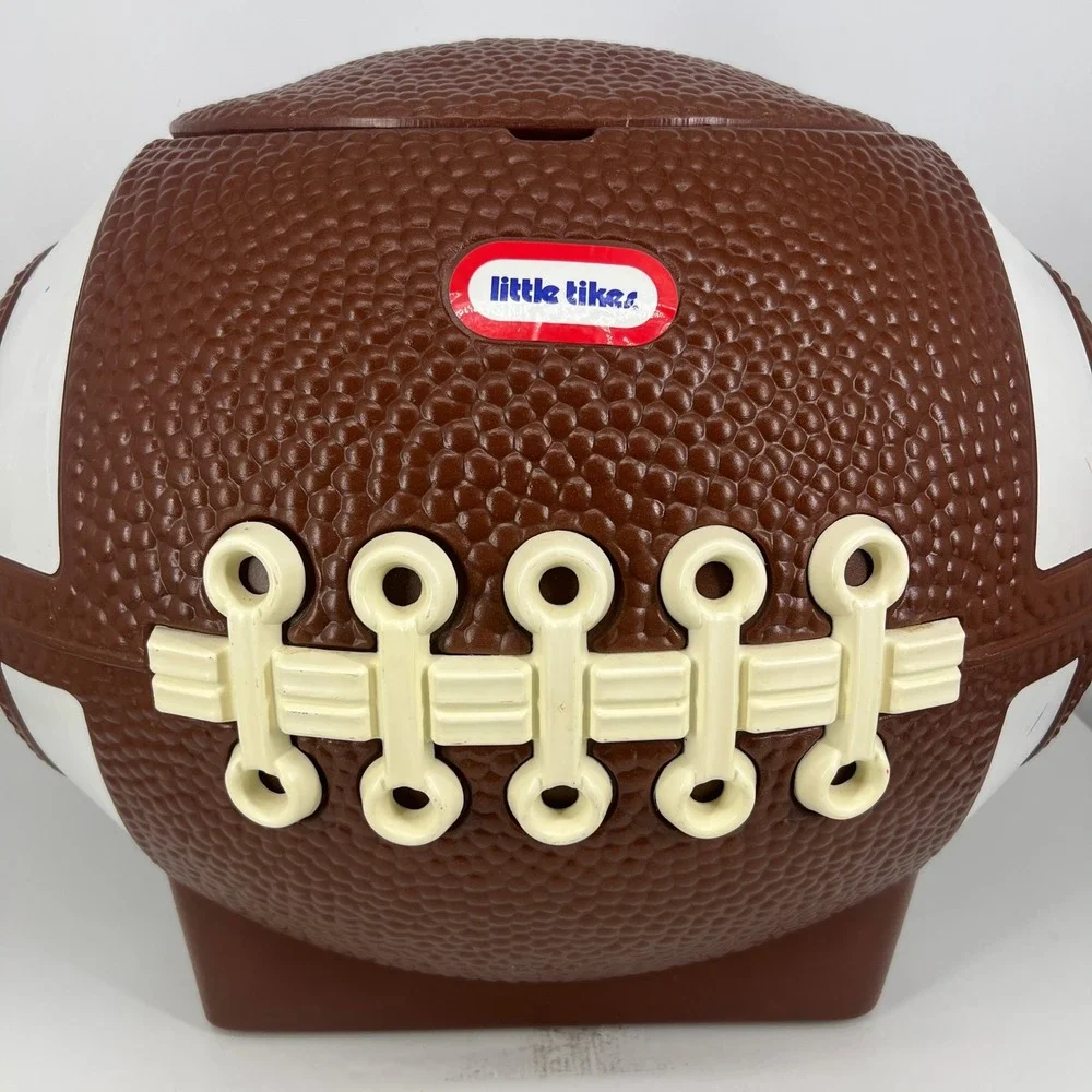 Little Tikes Football Toy Chest Storage Bin Brown Vintage Sports Kids Playroom